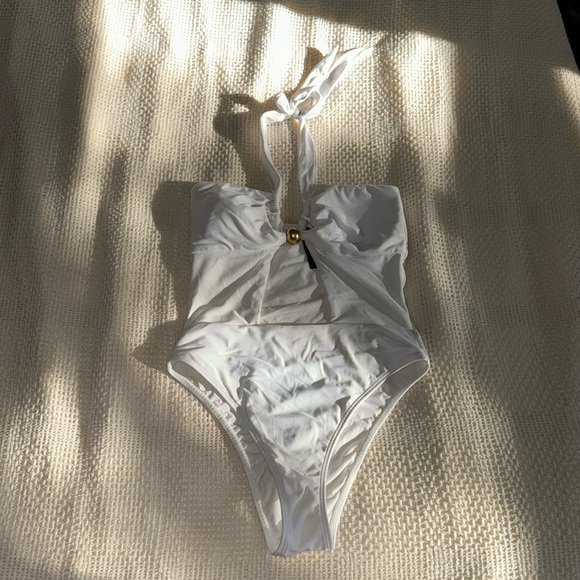 Vix Brenda White Halter One Piece Swimsuit - Picture 3 of 7
